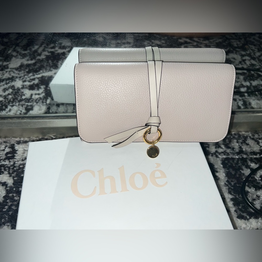 Authentic Chloé alphabet wallet with flap - cement pink